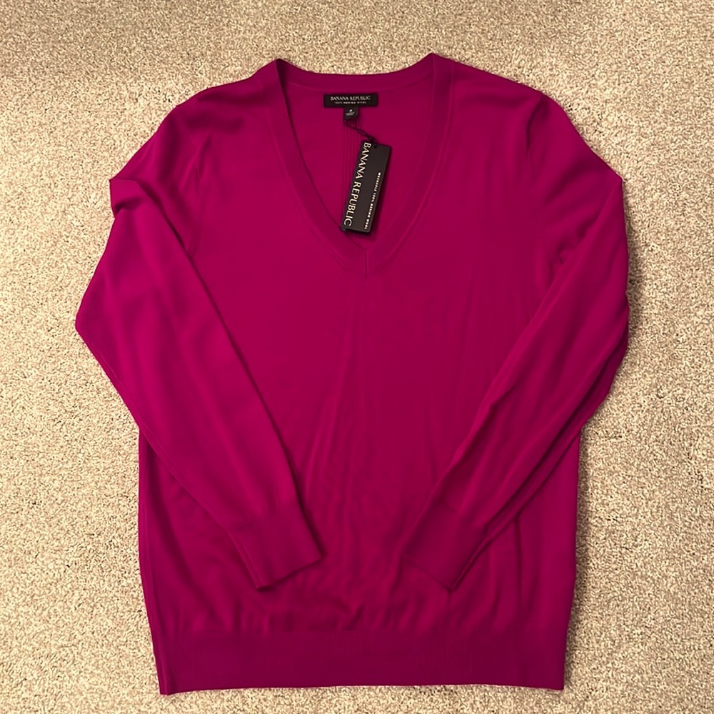 Banana Republic merino wool v-neck sweater. Size small. New!